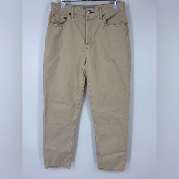 NWOT Everlane The 90’s Cheeky Jean Crop in Organic Cotton Tan Cream 27 - Picture 2 of 4